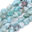 Kép 1/3 - Larimar csiszolt ásványgyöngy szálban (8~10x8~9x5.5~6mm) /39.5cm