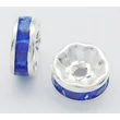 Kép 1/2 - 10db ezüst színű kék strasszos köztes (8x4mm)