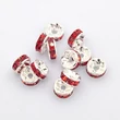 Kép 1/2 - 10db ezüst színű piros strasszos köztes (8x4mm)