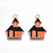 Kép 2/3 - Zománcozott halloween ház fityegő (22x15,5x1,5mm) /2db