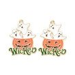 Kép 1/3 - Zománcozott halloween tök fityegő szellemmel (28.5x22x1mm)