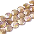 Kép 1/2 - 6db Színezett lapos kerek alakú  aranyvessző színű kagyló gyöngy (10~11.5x3~4mm)