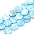 Kép 1/2 - 10db Festett édesvízi lapos kerek alakú kék színű gyöngy (15x2.5~4mm)