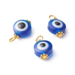 Kép 2/2 - 10db Kék Allah szeme lapos üveggyöngy szerelékkel (8mm)