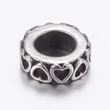 Kép 1/2 - Nemesacél szív mintás gyöngy (10x3mm)