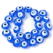Kép 2/2 - 2db Kék Allah szeme lapos üveggyöngy (17x9mm)