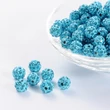 Kép 1/3 - 5db Strasszal díszített aquamarine gyöngy (8mm)