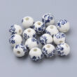 Kép 1/2 - Kék virág mintás porcelán, kerámia gyöngy (10mm)