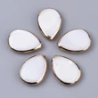 Kép 2/4 - Fehér édesvízi gyöngy arany kerettel (18x13mm)