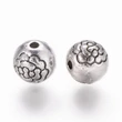 Kép 1/2 - Antikolt ezüst színű virágos golyó alakú gyöngy (8mm)