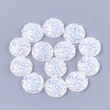 Kép 1/3 - 4db Fehér színű virág mintás csillámos druzy műgyanta kabochon (12mm)
