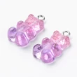 Kép 3/3 - 2db Gumi maci alakú, lila-rózsaszín színű műgyanta medál  (21x11x7mm)