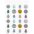 Kép 1/2 - Hamsa-1 Üveglencsés ékszerpapír 25mm 12 féle minta A5