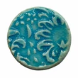 Kép 3/3 - Kézműves türkiz, virágos porcelán korong (25mm)