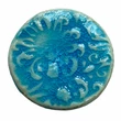 Kép 3/3 - Kézműves türkiz, virágos porcelán korong (30mm)