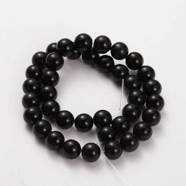 Fekete obszidián ásványgyöngy szálban (4mm)/87db