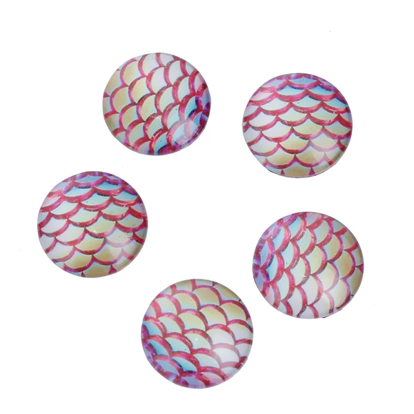 Rózsaszín sellőmintás üveglencse (20mm)