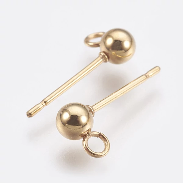 1pár arany színű nemesacél golyós, bedugós tovább építhető fülbevalóalap (14x3mm) 1pár arany színű nemesacél golyós, bedugós tovább építhető fülbevalóalap (14x3mm)