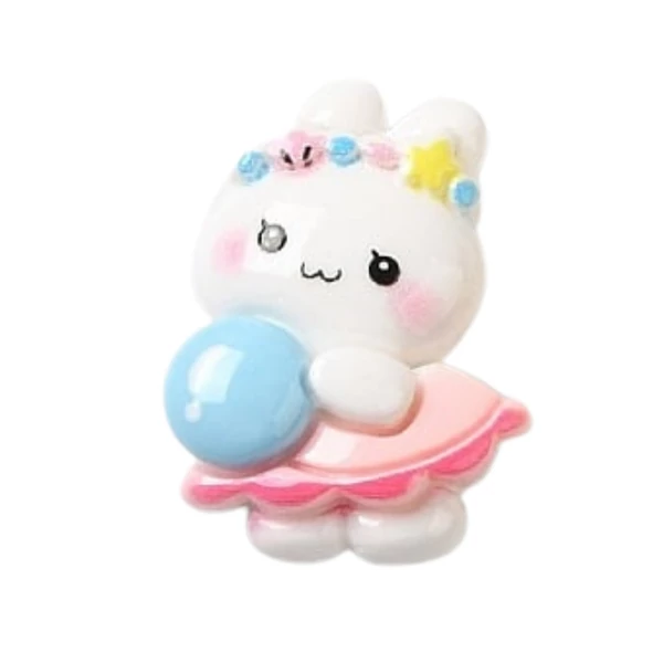 Labdázó nyuszi műgyanta kaboson  (22~32x22~26x8mm)