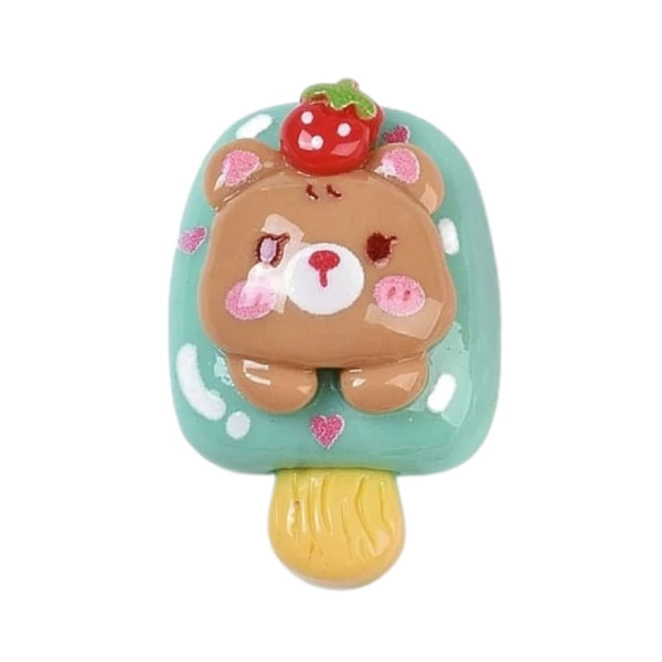 Maci jégkrém műgyanta kaboson  (24x27x8mm)