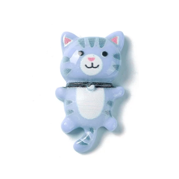 Kék cica műgyanta kaboson  (26x15x8mm)