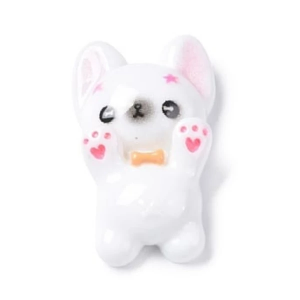 Fehár kutyus műgyanta kaboson  (29x18x8mm)