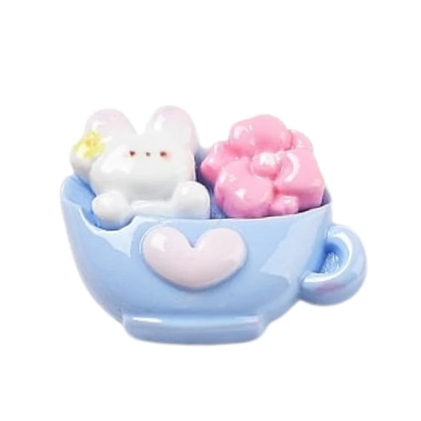 Nyuszi csészében kaboson  (25x20x8mm)