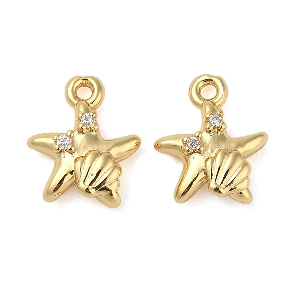 Arany színű 18K arannyal futtatott cirkónia, csillag medál (10.5x9x3.5mm)