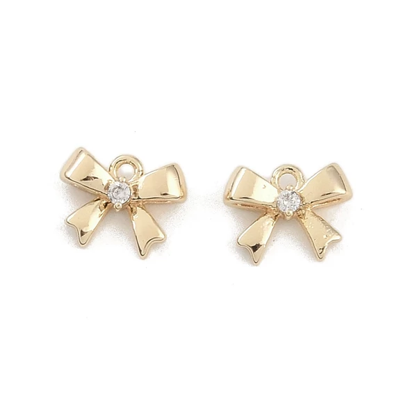 Arany színű 18K arannyal futtatott cirkónia, masni medál (5.5x7x2.5mm)