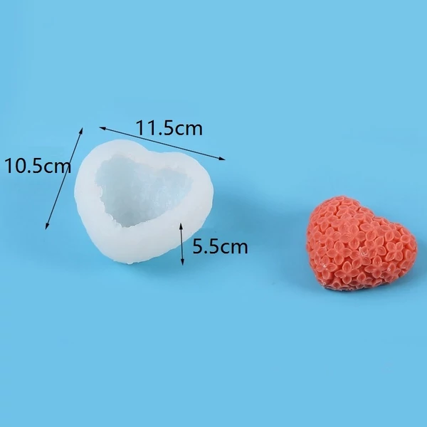 3D Szív alakú szilikon öntőforma gyertya és szappan készítéséhez (115x105x55mm)