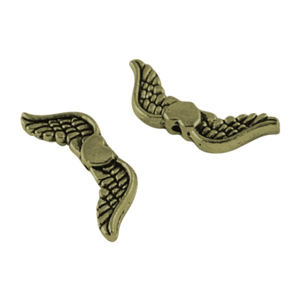 Antikolt bronz színű szives angyalszárny köztes (7x20mm)/5db
