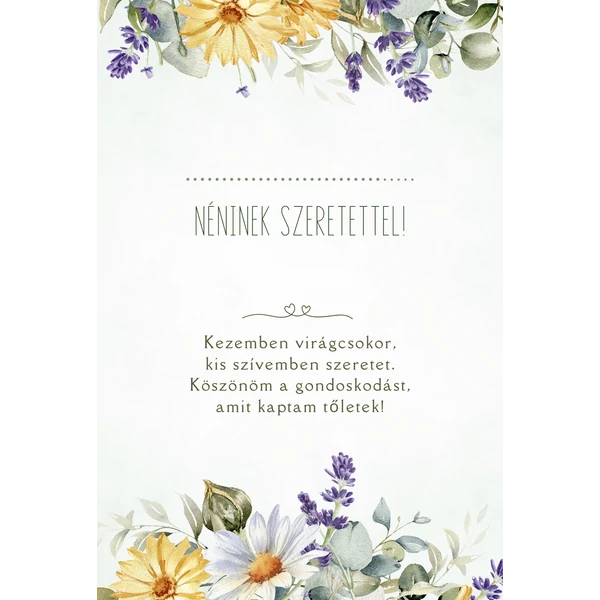 Ajándék kísérő kártya "..... Néninek Szeretettel!" (14x9,5cm)