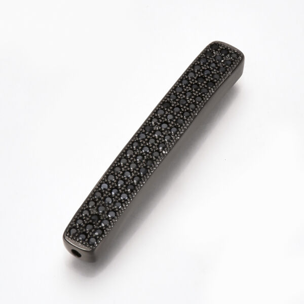Strasszal díszített fekete színű cirkónia gyöngy fekete kövekkel(36x5mm)