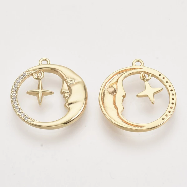 Arany színű cirkónia köves hold medál 18K arany bevonattal