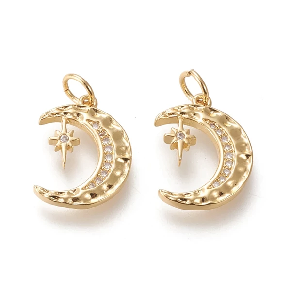 Arany színű cirkónia köves hold és csillag medál 18K arany bevonattal