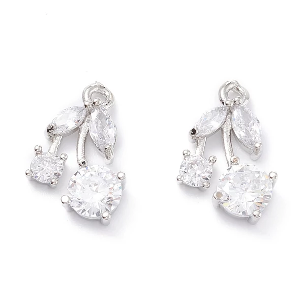 Ezüst színű cirkónia cseresznye alakú fityegő