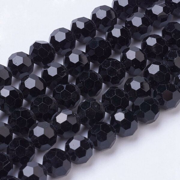 10db Fekete színű csiszolt üveggyöngy (8mm)