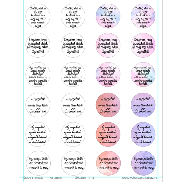 Család-3 Üveglencsés ékszerpapír 25mm A5 (24 színes karika)