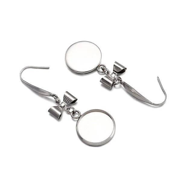 Nemesacél akasztós, masnis fülbevaló alap (14mm) Nemesacél akasztós, masnis fülbevaló alap (14mm)