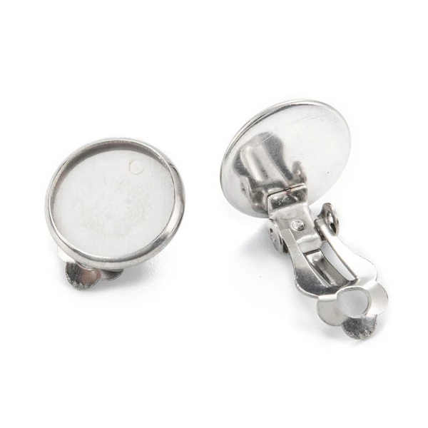 Nemesacél tányéros klipsz fülbevalóalap (12mm) Nemesacél tányéros klipsz fülbevalóalap (12mm)