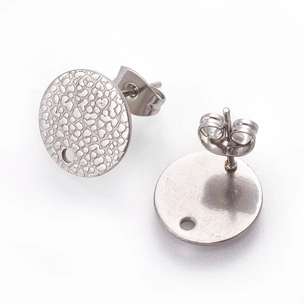 Nemesacél texturált bedugós, tovább építhető fülbevaló alap Nemesacél texturált bedugós, tovább építhető fülbevaló alap