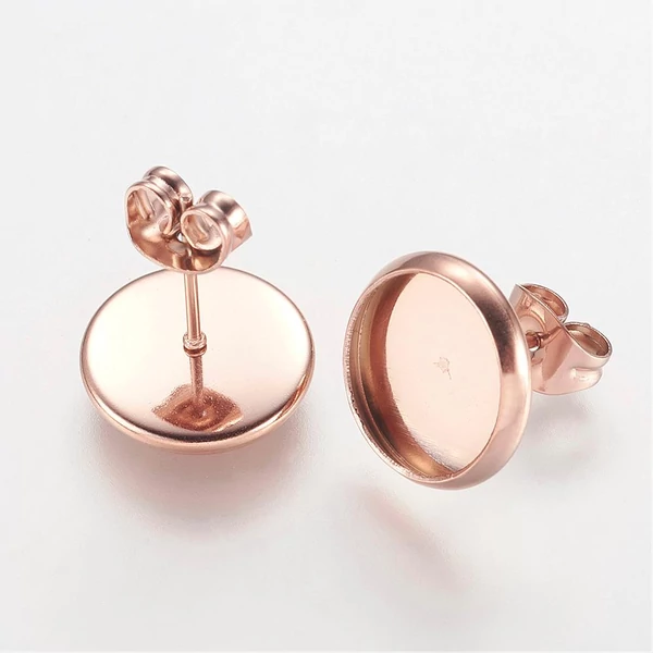 Rozé arany színű nemesacél bedugós fülbevalóalap (10mm) Rozé arany színű nemesacél bedugós fülbevalóalap (10mm)