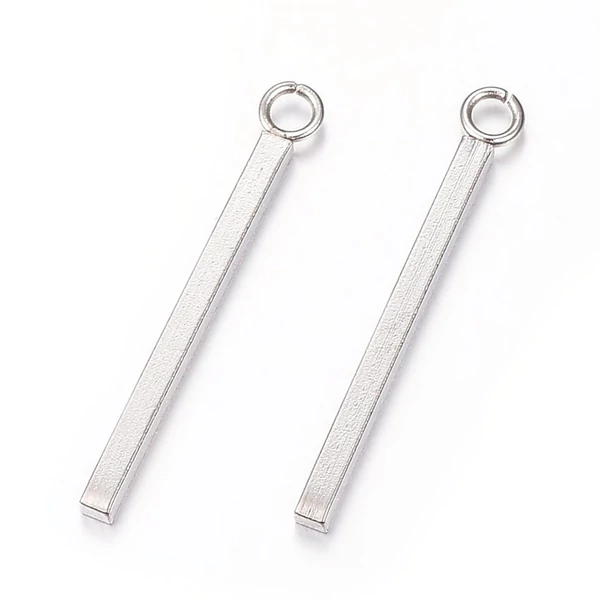 Nemesacél hosszúkás medálka, fityegő (33mm)