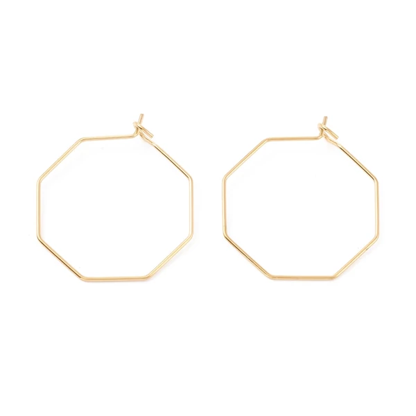 1 pár arany színű nemesacél hatszögletű nyitható fülbevalóalap 1 pár arany színű nemesacél hatszögletű nyitható fülbevalóalap