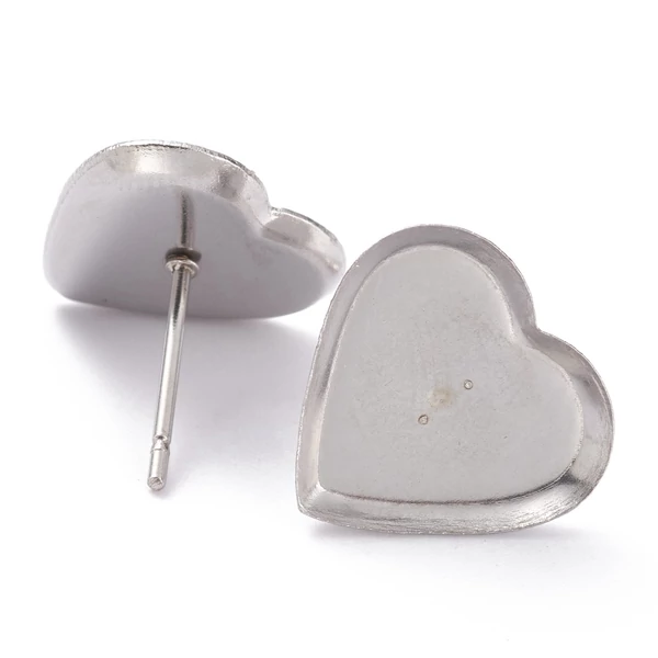Nemesacél szív alakú bedugós fülbevaló alap (12x11mm) Nemesacél szív alakú bedugós fülbevaló alap (12x11mm)