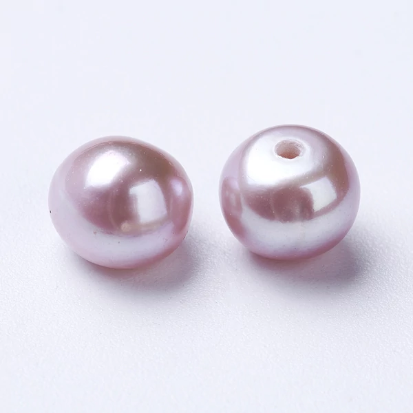 2db Lila  Valódi kagyló gyöngy félig fúrt (6~6.5x6~7mm)