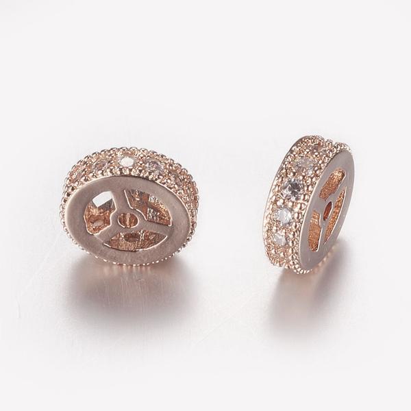 Rozé arany színű cirkónia strasszos köztes (8x2mm)