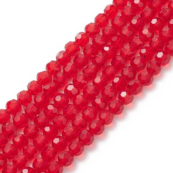 Piros színű csiszolt üveggyöngy szálban (8mm)