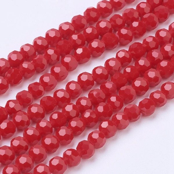 10db Csiszolt piros üveggyöngy (4mm)