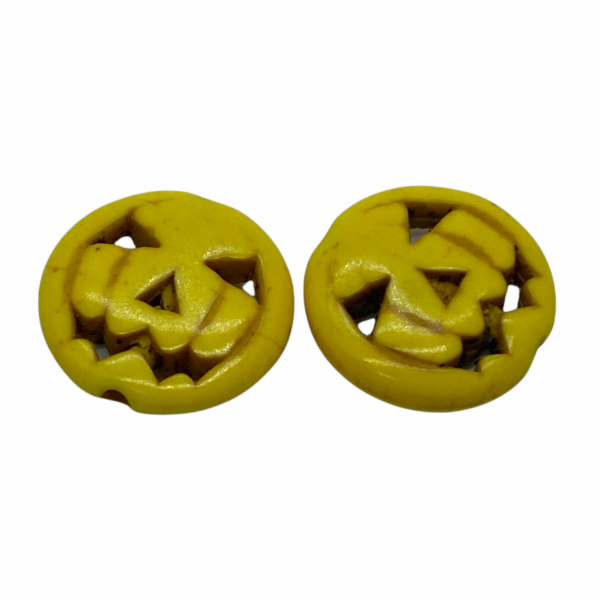 Szintetikus türkiz sárga halloween tök gyöngy (15x3,5mm)